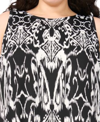 Plus Size Printed Round Neck Sleeveless Maxi Dress