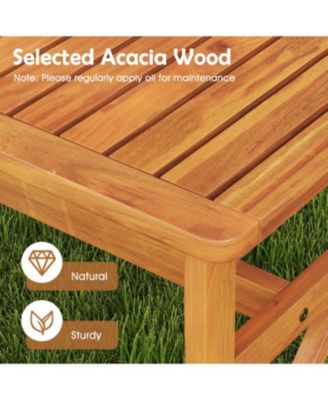 Outdoor 51 Inch Acacia Wood Bench, Slatted Seat, 800 lb Capacity
