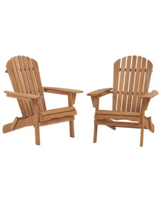 Outdoor Wooden Folding Adirondack Chair Set of 2 with BackRest, Wood Patio Chair for Garden Backyard