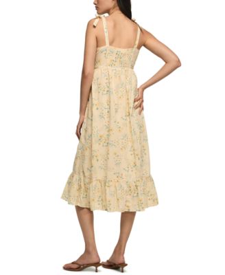 Women's Classic Lace Trim Square Neck Midi Dress