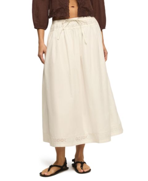 Женская юбка Lucky Brand Schiffley Trimmed Midi-Skirt, цвет: Яркий белый