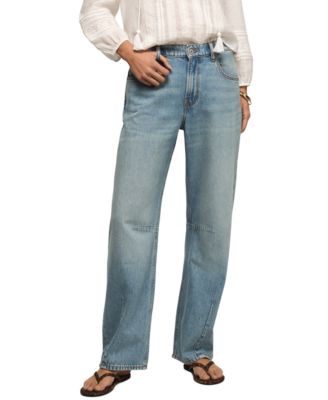 Women's Cotton Barrel Wide-Leg Mid-Rise Jeans