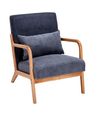 Mid-Century Modern Chair with Pillow Upholstered and Solid Wood Frame