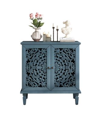 Vintage Carved Accent Cabinet, 2-Door Display Storage Sideboard