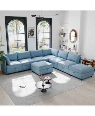 Modular Sectional Sofa with Storage & Sleeper - Flexible Fabric Combinations