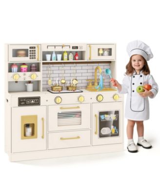 Pretend Toy Kitchen Set with Stove & Water Dispenser for Role-Playing Fun