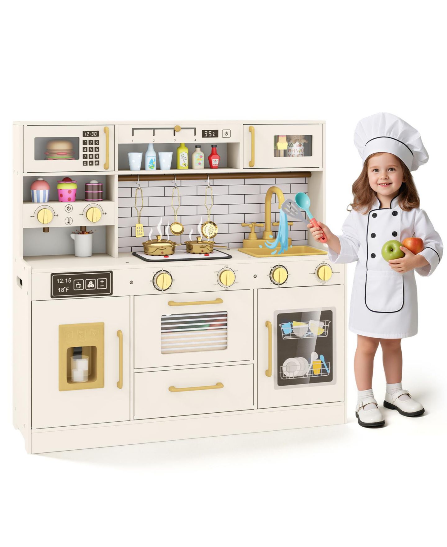 Детский игровой набор Mecale Kitchen Playset with Light and Sound Effects, 10-Piece, Ages 3+, цвет: Белый — фото 8