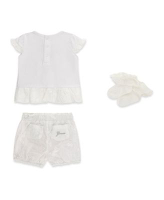 Baby Girls' Short-Sleeve T-Shirt, Shorts & Sock, 3-Piece Set