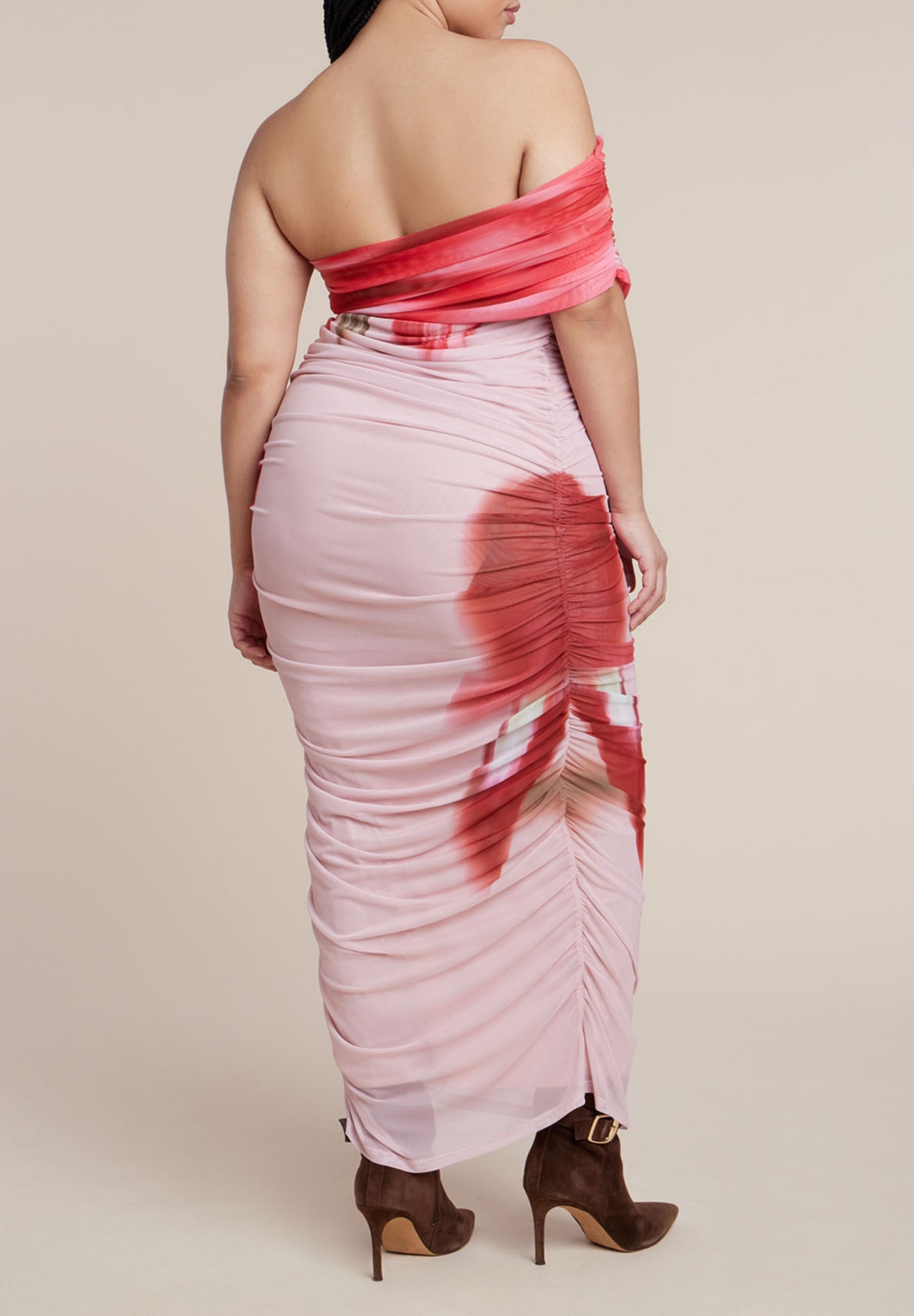 Eloquii Women's Asym Mesh Shirred Dress