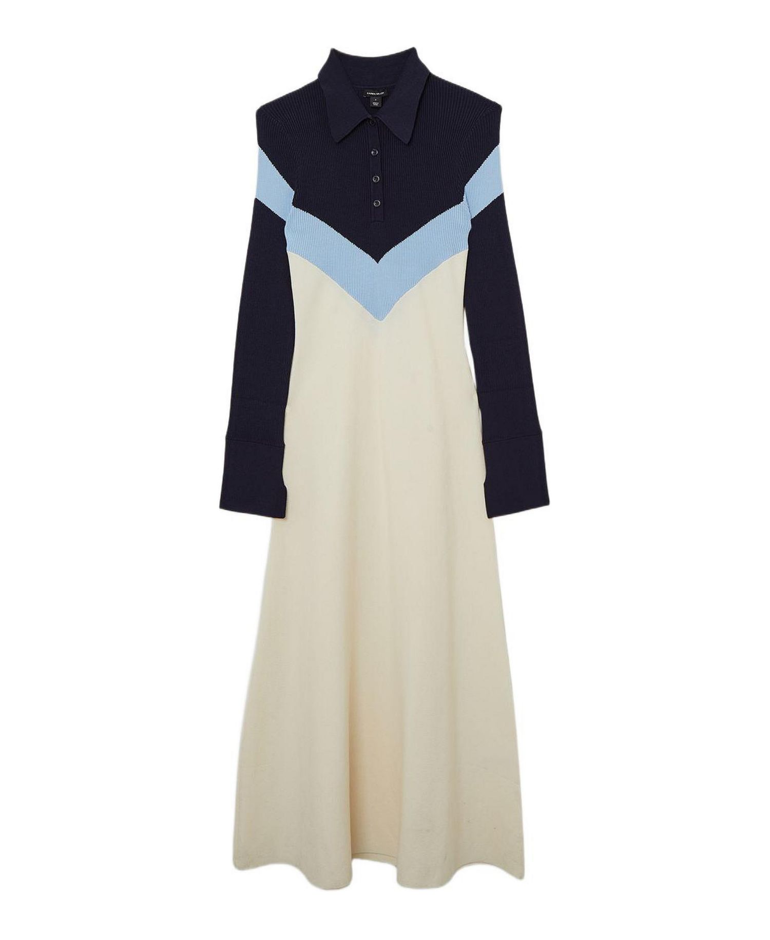Women's Rib-Knit Polo Top Maxi Dress