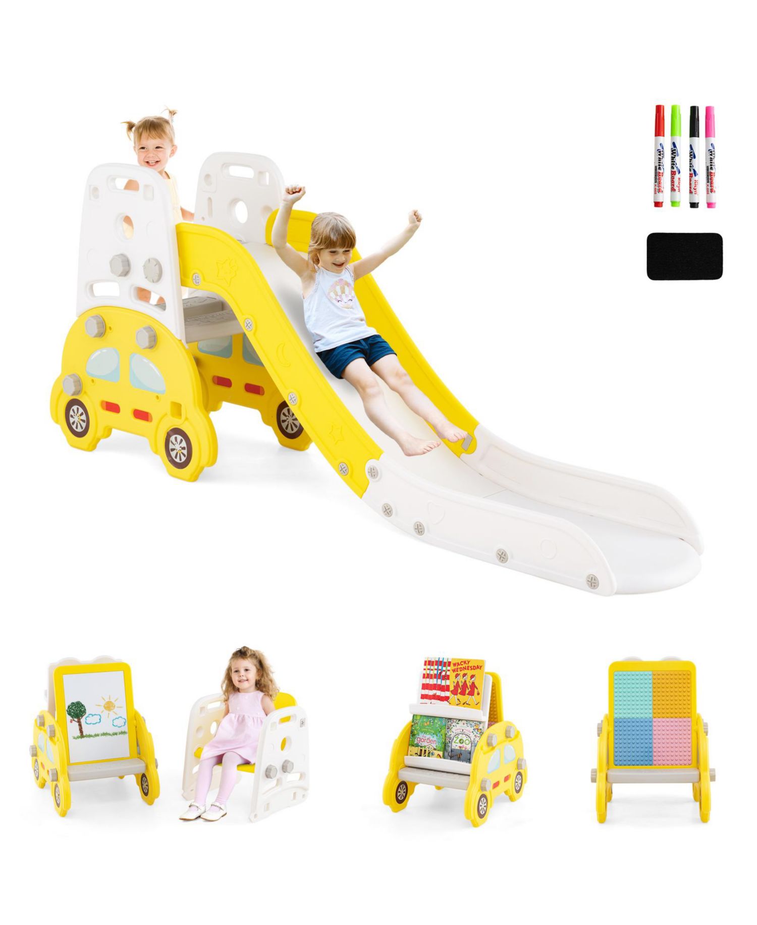 5-in-1 Convertible Double-Sided Magnetic Whiteboard Toddler Slide Set