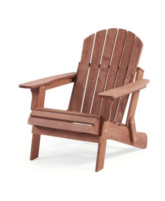 Outdoor Wooden Folding Adirondack Chair with BackRest & SeatBoard, Wood Patio Chair