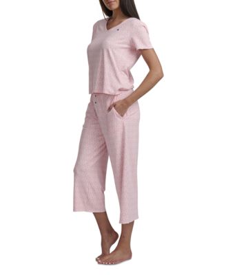 Women's 2-PC. Short-Sleeve T-Shirt & Wide-Leg Cropped Pants Pajama Set