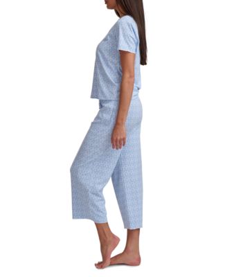 Women's 2-Piece Short-Sleeve T-Shirt & Wide-Leg Cropped Pants Pajama Set