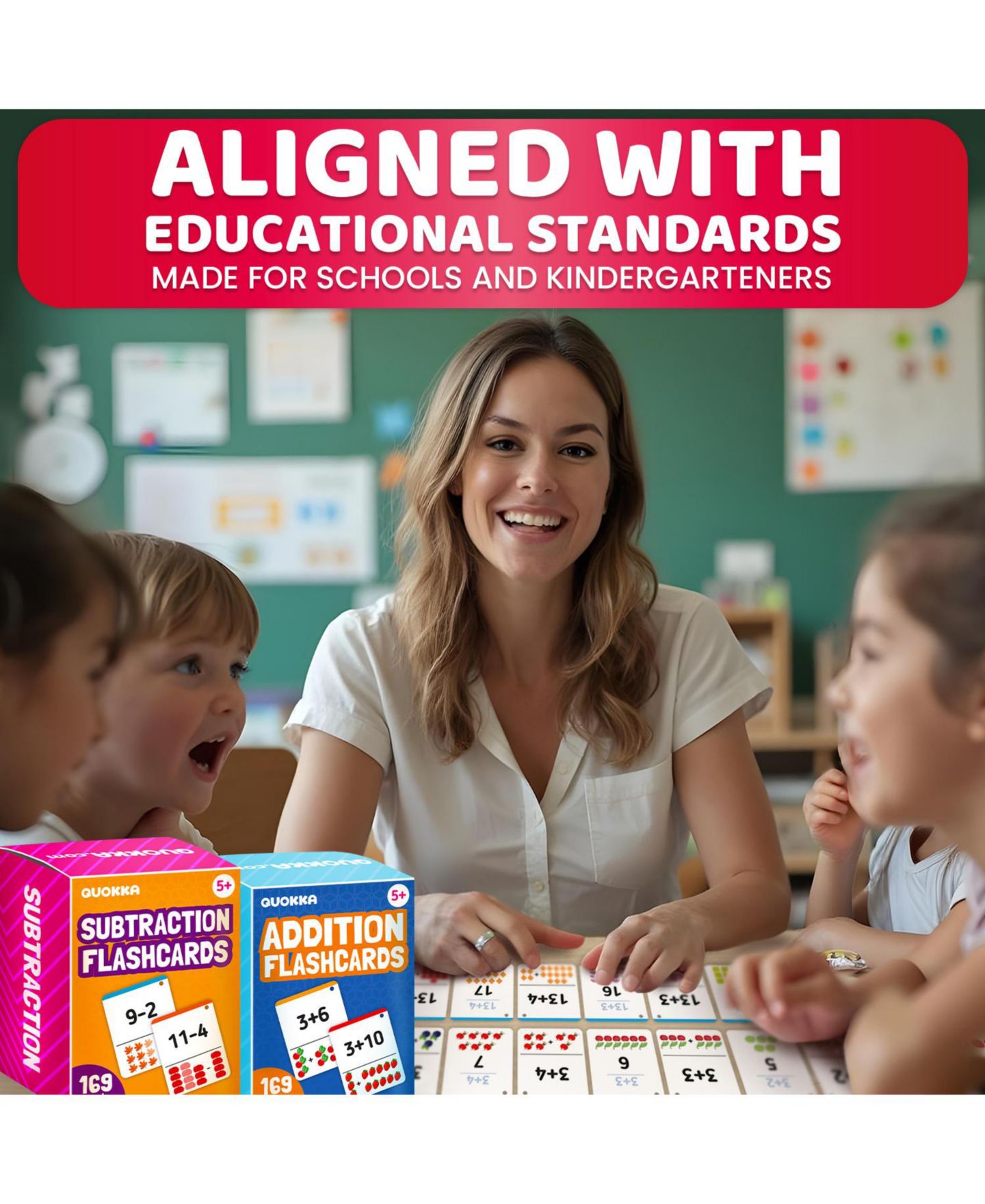 Детские игрушки Quokka Flash Cards Grades 1-3 Math 338-Piece Set, Ages 4+, цвет: 338 Add & Substract — фото 6