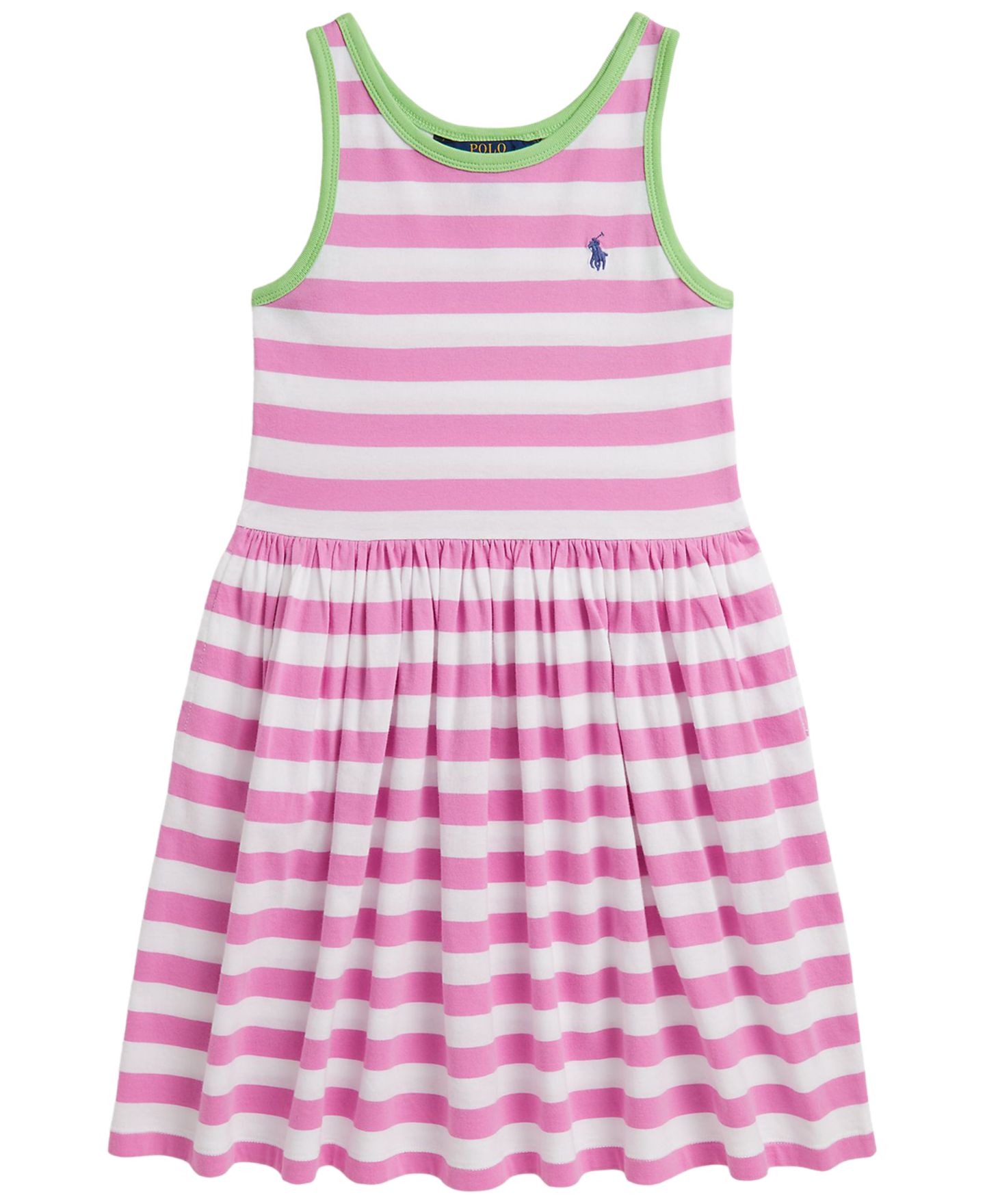 Платье Polo Ralph Lauren Striped Cotton Jersey Dress для девочек, цвет: Розовый / Белый — фото 4