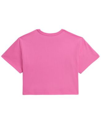 Girls' 7-16 Floral-Print Logo Cotton Boxy T-Shirt