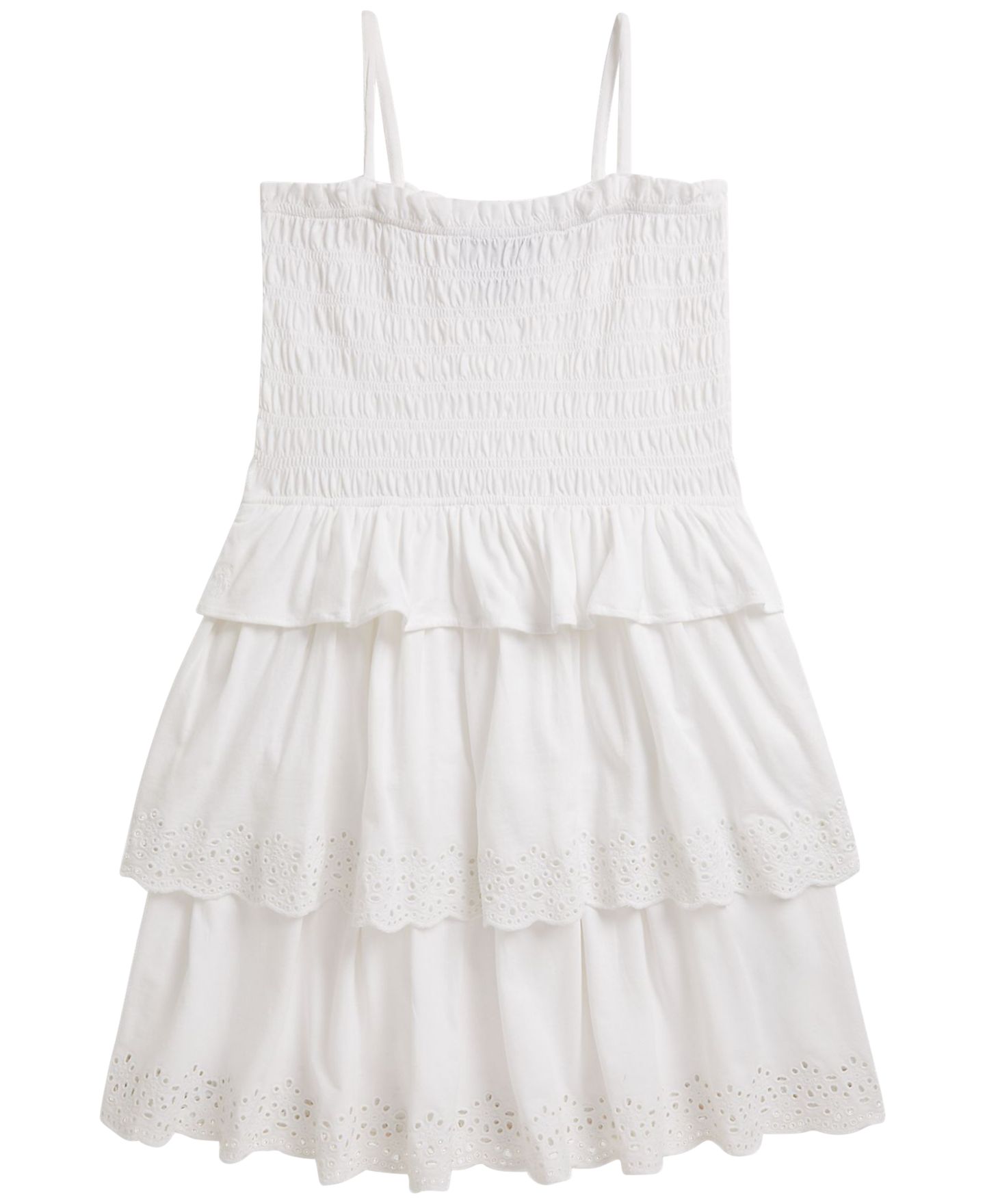 Платье Polo Ralph Lauren Smocked Cotton Jersey Dress для девочек, цвет: Белый — фото 6