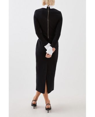 Women's Jersey Cotton Poplin Midi Collar Dress