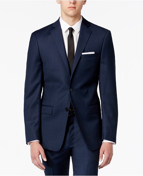 macy s calvin klein blue suit