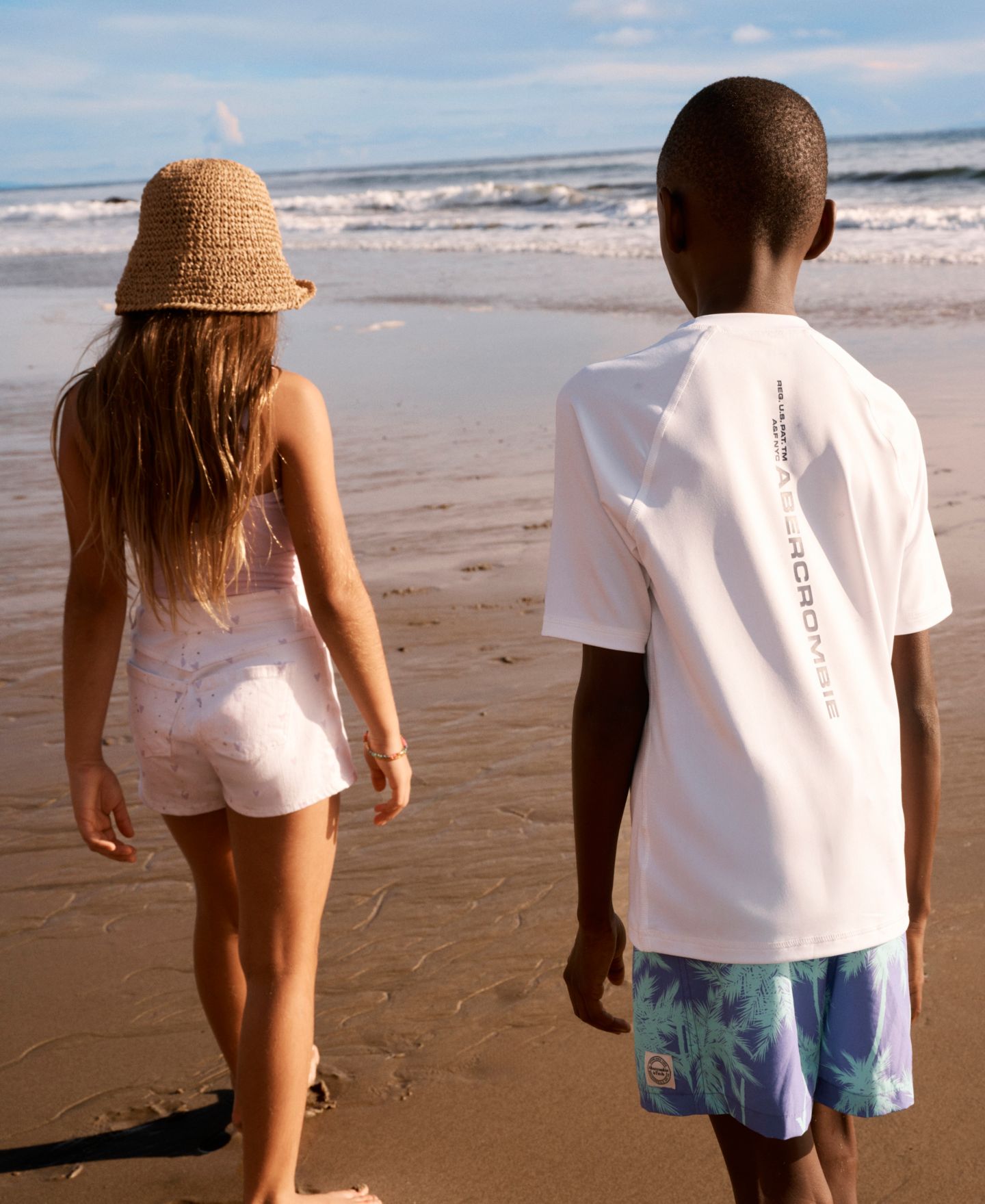 Шорты abercrombie kids Pocket Detail Twill Shorts для девочек, цвет: Белый — фото 7