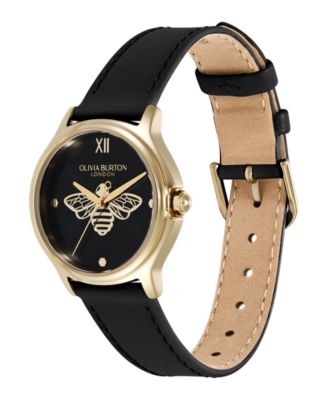 Women's OB Classic Bee Black Leather Strap Watch, 29.8mm