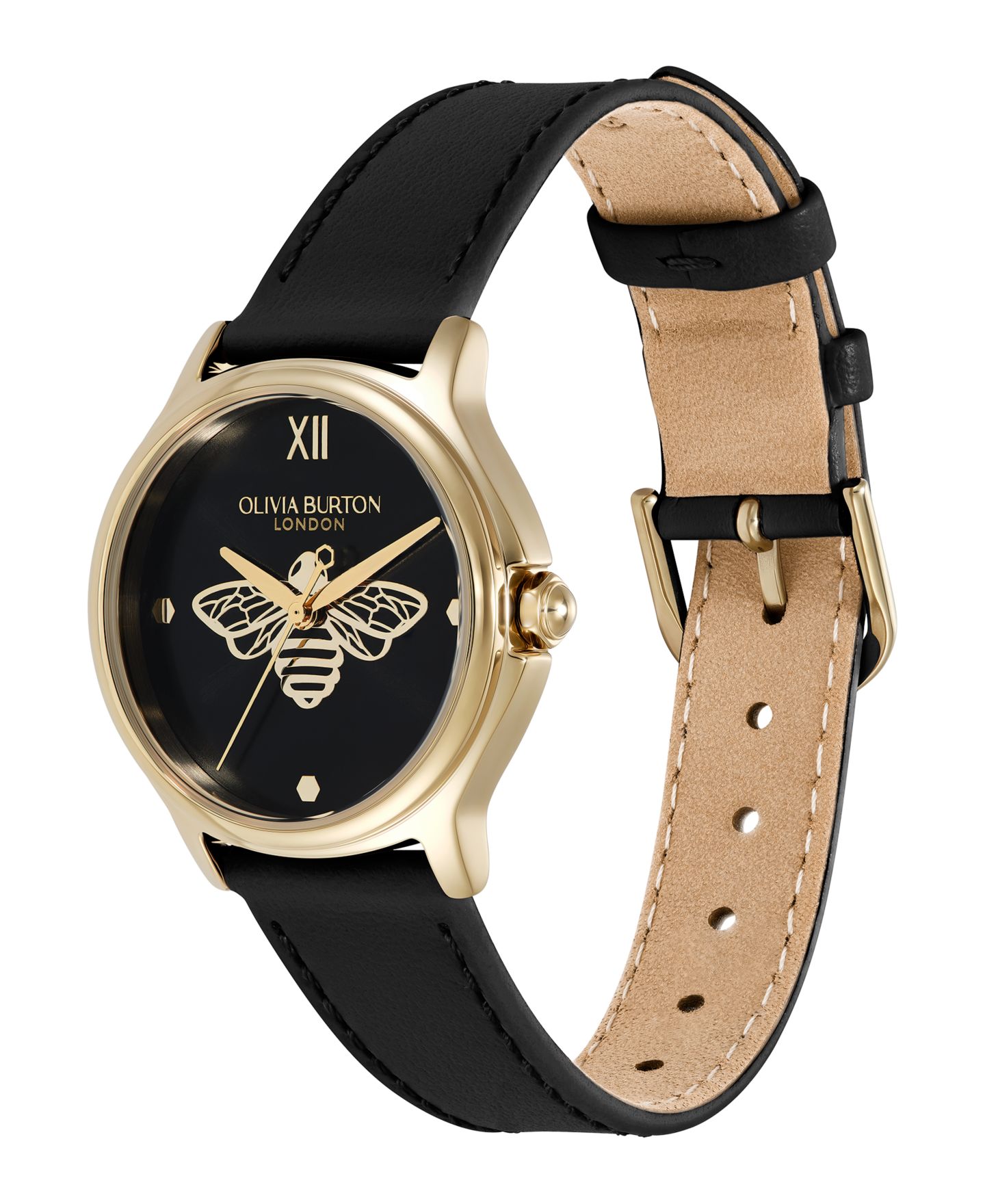 Женские часы Olivia Burton OB Classic Bee с чёрным кожаным ремешком, 29.8 мм — фото 2