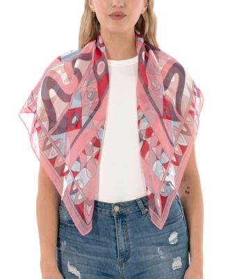 Satin Geo Print Square Scarf
