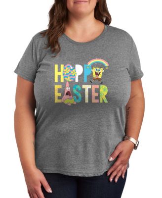 Plus Size Square Pants Hoppy Easter Icons Short-Sleeve Graphic T-Shirt