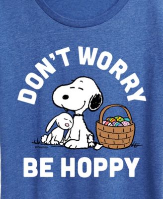 Plus Size Peanuts Easter Don't Worry Be Hoppy Snoopy Short-Sleeve Graphic T-Shirt