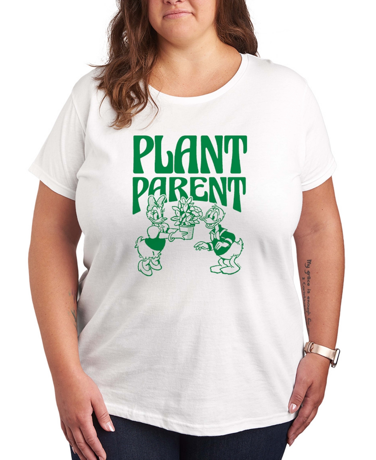 Hybrid Apparel Plus Size Disney Plant Parent Short-Sleeve Graphic T-Shirt - White