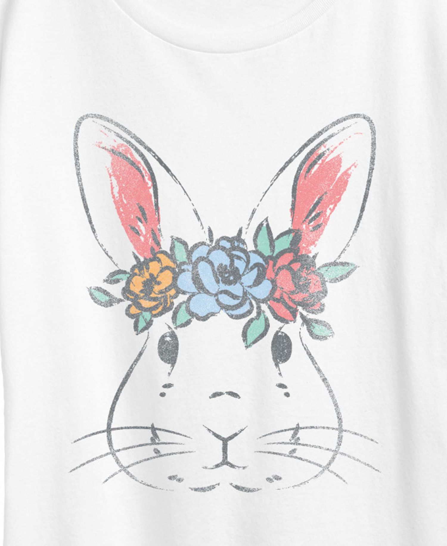 Plus Size Instant Message Bunny Face Vintage Faded Short-Sleeve Graphic T-Shirt