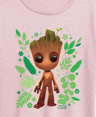 Plus Size Guardians Of The Galaxy Baby Groot Leaf Short-Sleeve Graphic T-Shirt