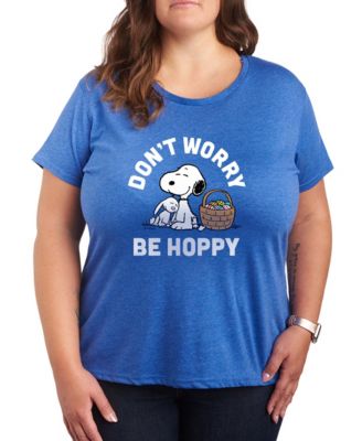 Plus Size Peanuts Easter Don't Worry Be Hoppy Snoopy Short-Sleeve Graphic T-Shirt