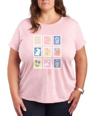 Plus Size Instant Message Easter Stamps Short-Sleeve Graphic T-Shirt
