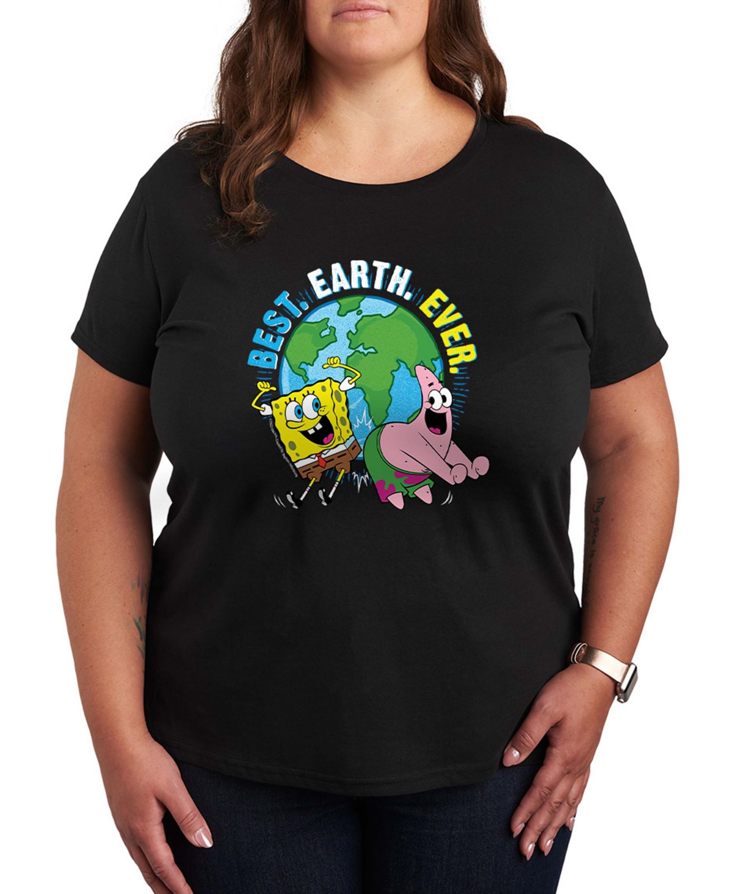 Plus Size Square Pants Best Earth Ever Short-Sleeve Graphic T-Shirt