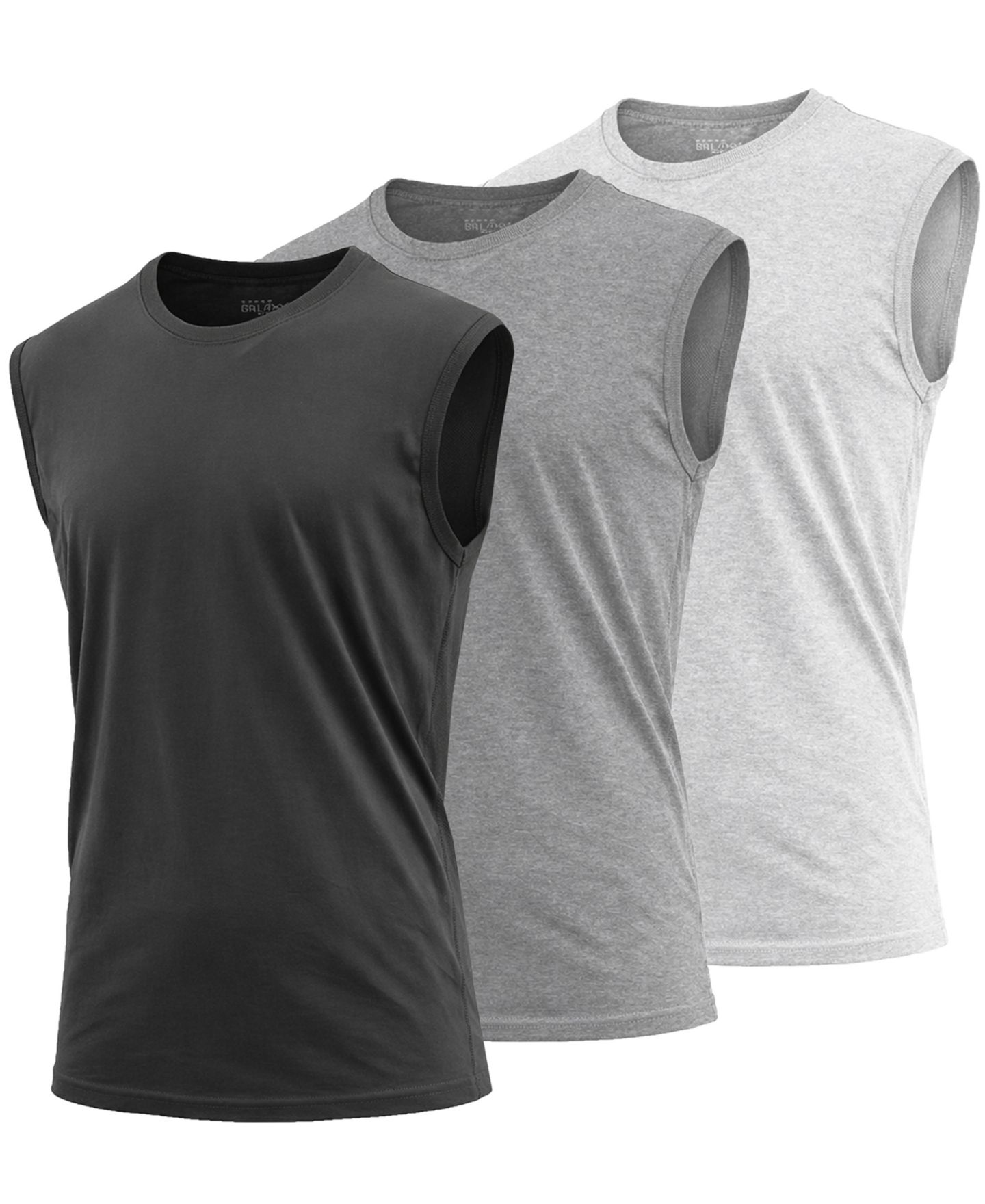 Мужские футболки Blu Rock 3-Pack Slim-Fit Sleeveless Muscle, цвет: Чёрный / Угольный, вариант 1 — фото 1