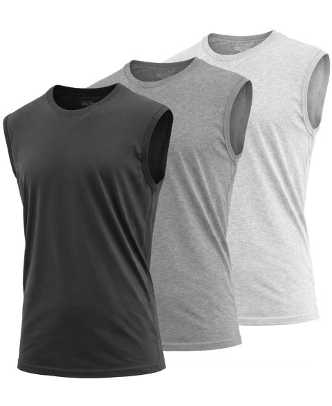 Мужские футболки Blu Rock 3-Pack Slim-Fit Sleeveless Muscle, цвет: Чёрный / Угольный
