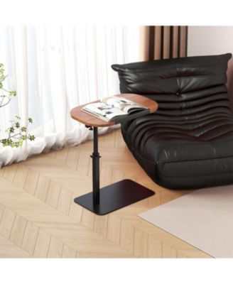 C Shaped End Table for Couch, 15.75"-31.5" Height Adjustable Side Table, Adjustable Armrest TV Tray, Swivel Side Tables Sofa Trays for Bathroom