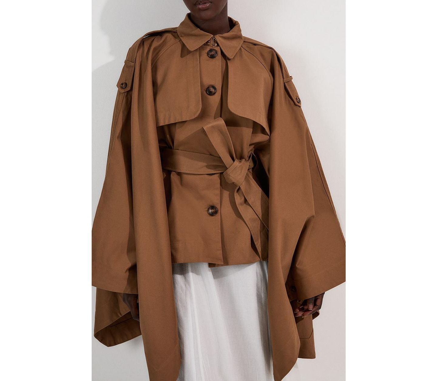 Женское пальто Karen Millen Cape Detail Trench, цвет: Верблюжий — фото 8