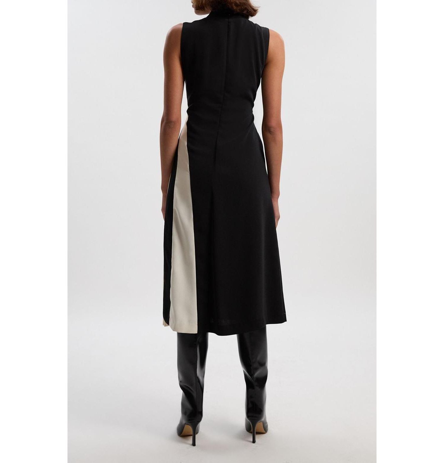 Women's Sculptural High-Neck Pleated Midi Dress