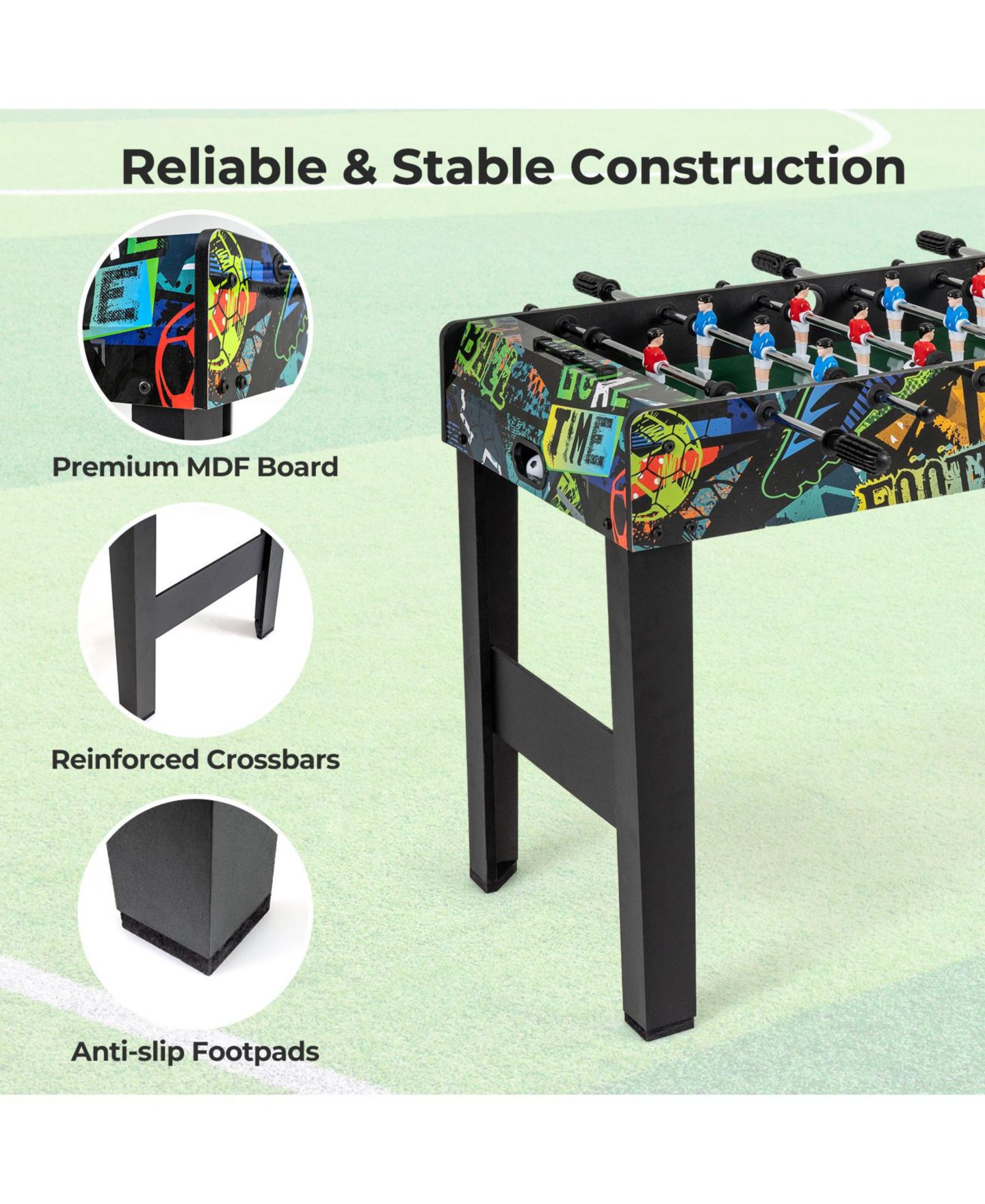 Детская игрушка Mecale Mini 2-in-1 Foosball Game Table with Detachable Legs, Ages 6+, цвет: Чёрный — фото 7