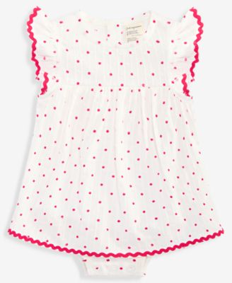 Baby Girls' Simple Dot Cotton Sunsuit