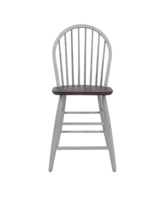 Liberty Furniture Farmhouse Windsor Back Counter Chair in Two Tone Wood Tone Top