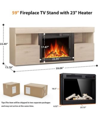 60" Electric Fireplace TV Stand with Mantel, Remote & Timer