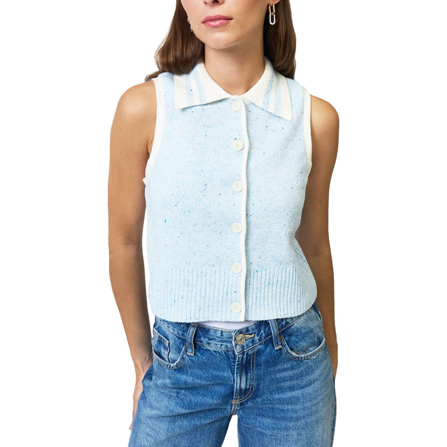 Women's Celeste Tweed Yarn Collared Top