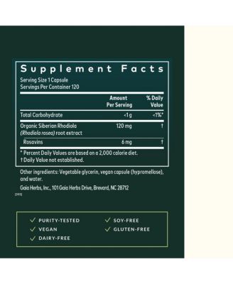 Rhodiola Rosea - Supporting Healthy Stamina & Endurance - With Siberian Rhodiola Root Extract - 120 Liquid Phyto-Caps (120 Servings)