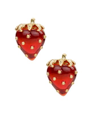 Gold-Tone Plated Strawberry Button Post Earrings