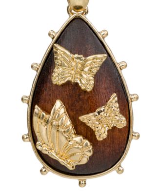 Gold-Tone Plated Butterflies Teardrop Earrings