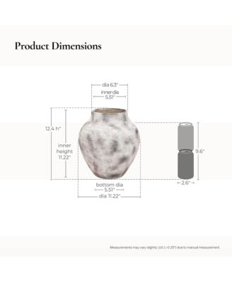 Rustic Gray with Weathered White Finish 12.4-Inch Tall Stoneware Vase for Farmhouse Decor